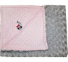 Baby Pink Dot/Silver Grey Rosebud Swirl Blanket with RACCOON